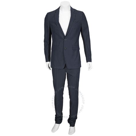 burberry navy pinstripe suit|Burberry Men's Navy Slim Fit Pinstripe Ramie Cotton Suit.